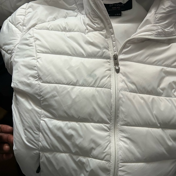 Spyder Women's Clara Short Puffer Jacket Coat Color WHITE Size L - Picture 3 of 16